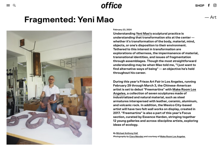 Yeni Mao features in office magazine