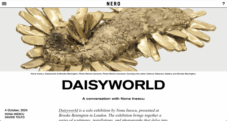 Nona Inescu interviewed in NERO Magazine