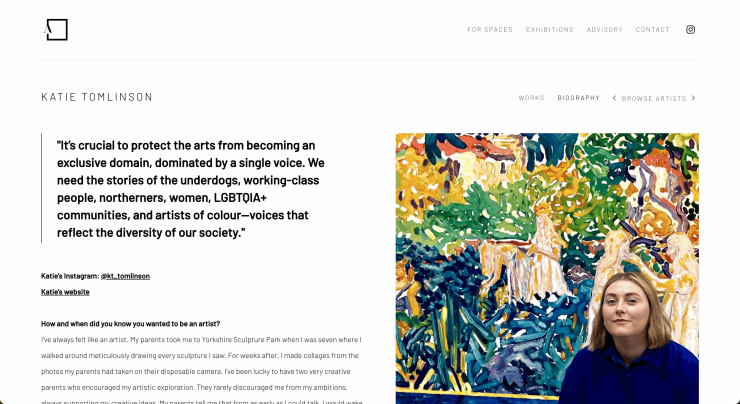 Katie Tomlinson's interview on A Space For Art