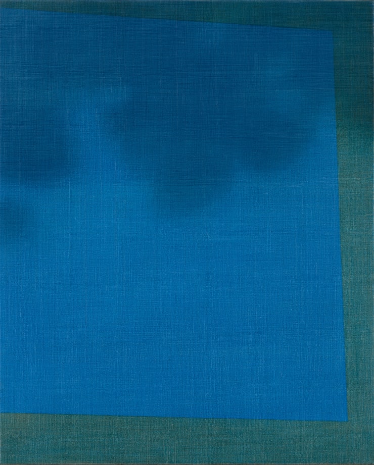 blue green minimal oil painting