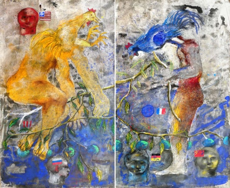 1112 Combat De Coq Dyptique Mont