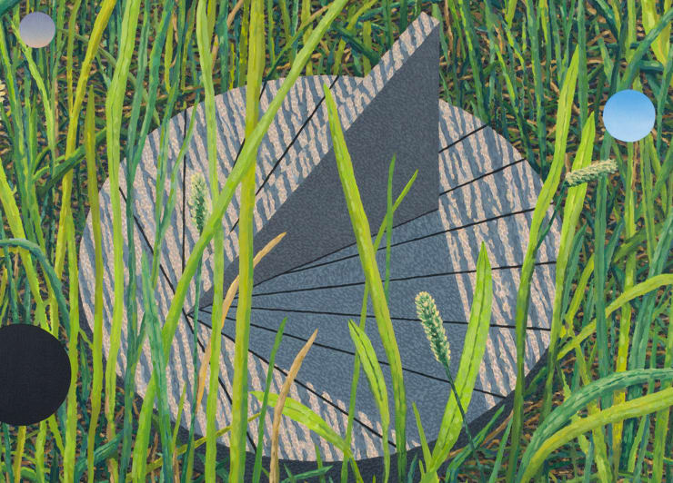 David Aipperspach, Sundial 1, 2022, oil on canvas, 36 x 40 in (91.4 x 101.6 cm). Photo by Neighboring States.