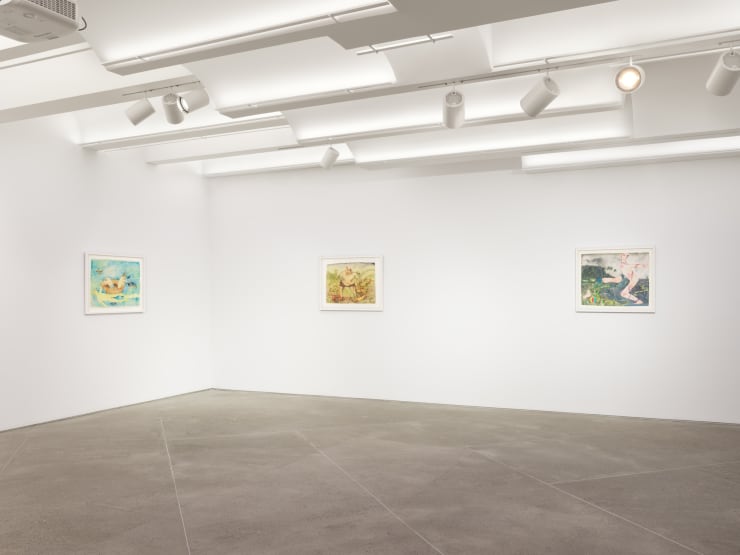 Vangelis Pliarides Travelling Watercolors 2007-2017, 2018 Installation view at Christine Park Gallery, New York Courtesy of the Artist and Christine Park Gallery © Vangelis Pliarides