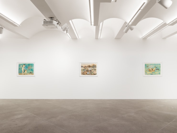 Vangelis Pliarides Travelling Watercolors 2007-2017, 2018 Installation view at Christine Park Gallery, New York Courtesy of the Artist and Christine Park Gallery © Vangelis Pliarides
