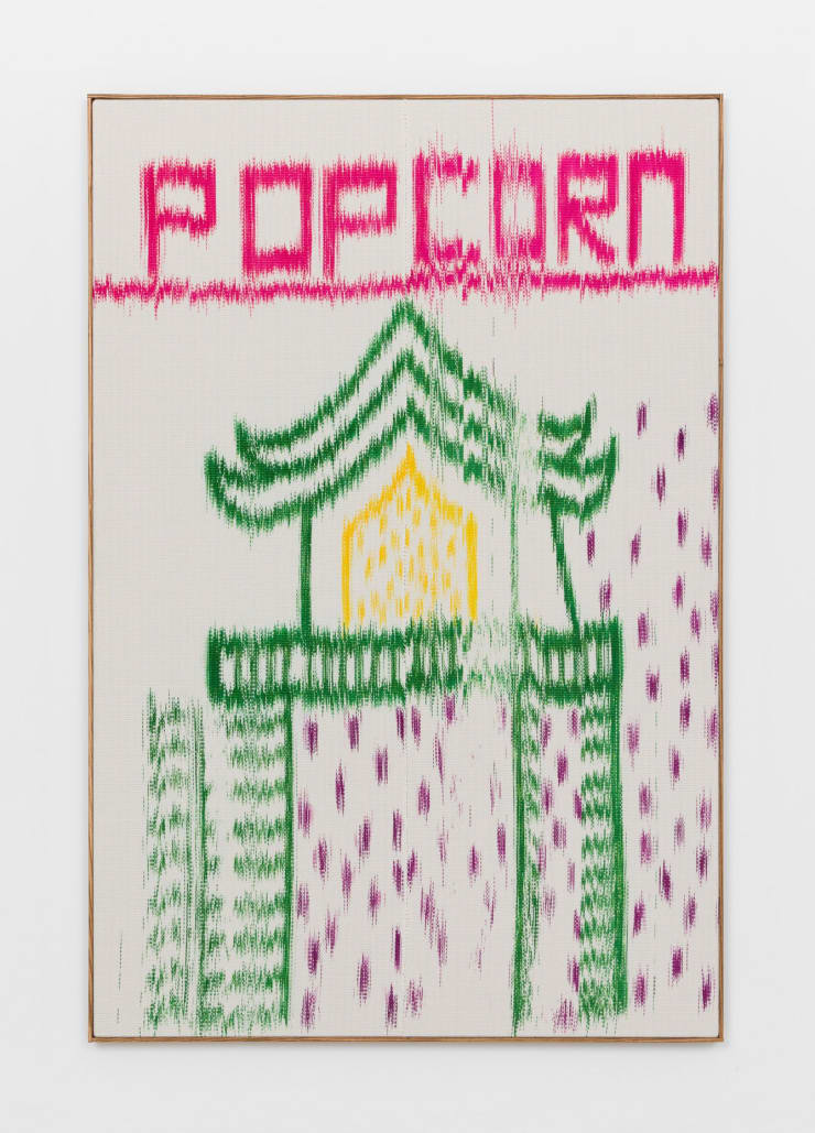 Mark Corfield-Moore Shrine, 2021 Painted warp, hand woven cotton on canvas 150 x 100 cm 59 1/8 x 39 3/8 in