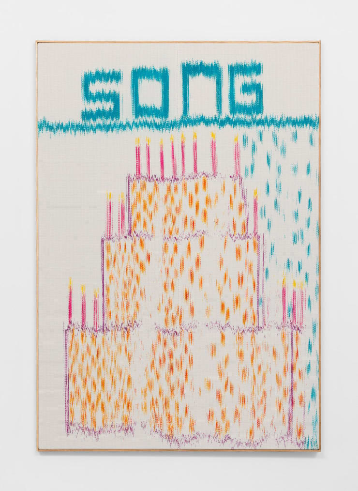 Mark Corfield-Moore A Spell, 2021 Painted warp, hand woven cotton on canvas 145 x 100 cm 57 1/8 x 39 3/8 in