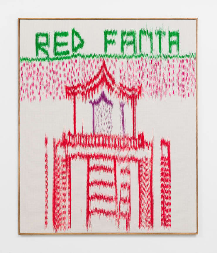 Mark Corfield-Moore Sweet Tooth, 2021 Painted warp, hand woven cotton on canvas 170 x 140 cm 66 7/8 x 55 1/8 in