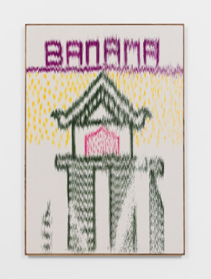 Mark Corfield-Moore Smaller Than The Ones You Get Here, 2021 Painted warp, hand woven cotton on canvas 160 x 110 cm 63 x 43 1/4 in