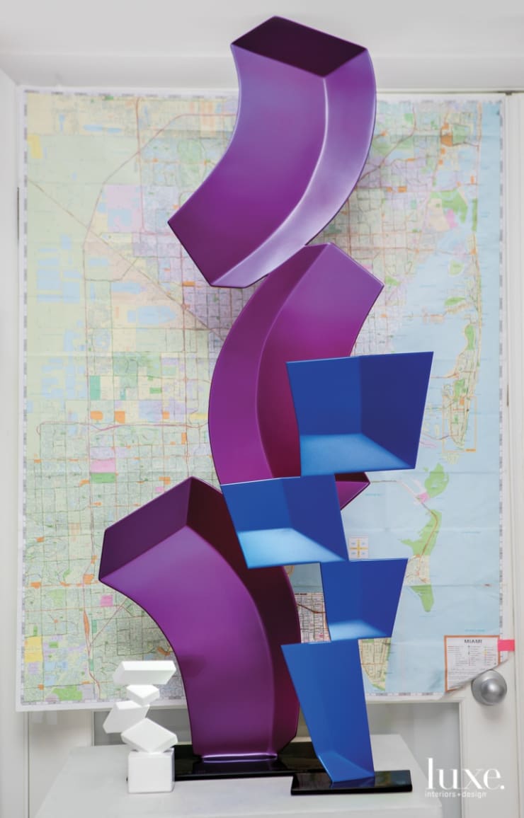 Barrios' monumental thin sculptures are just 2-3 inches wide and made of materials such as stainless steel, aluminum and bronze. PHOTOS: SONYA REVELL