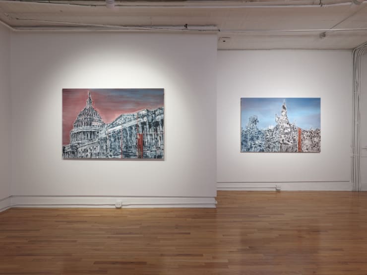 Installation view of Jorge Tacla: Stagings/Escenarios (Cristin Tierney Gallery, New York, September 9 - October 22, 2022). Photograph by Elisabeth Bernstein.