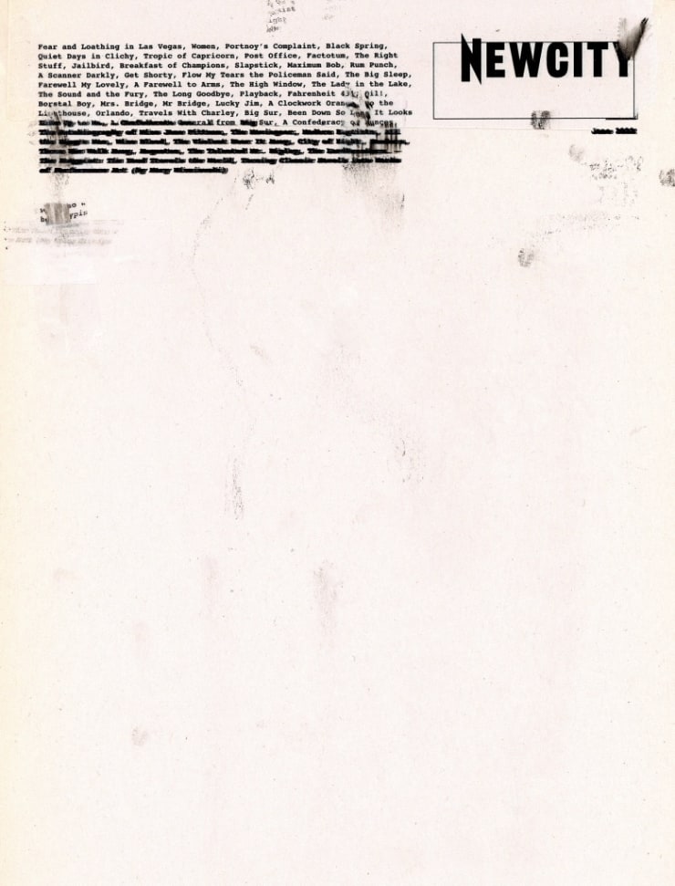 Cover Design: Dan Streeting featuring a partial list of novels retyped by Tim Youd