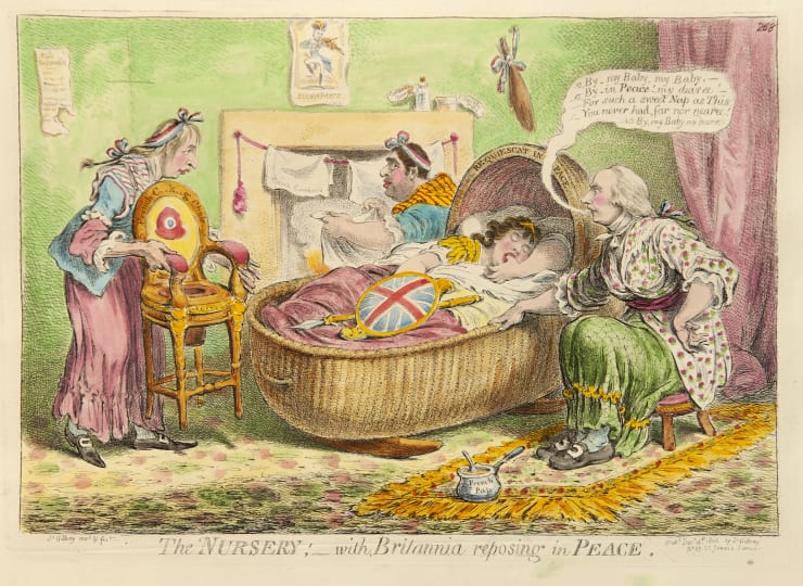 James Gillray The Nursery - with Britannia reposing in Peace, 1802