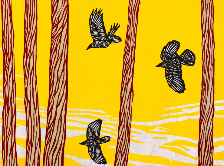 Paul Hogg, Three Crows (Yellow Sky), 2016