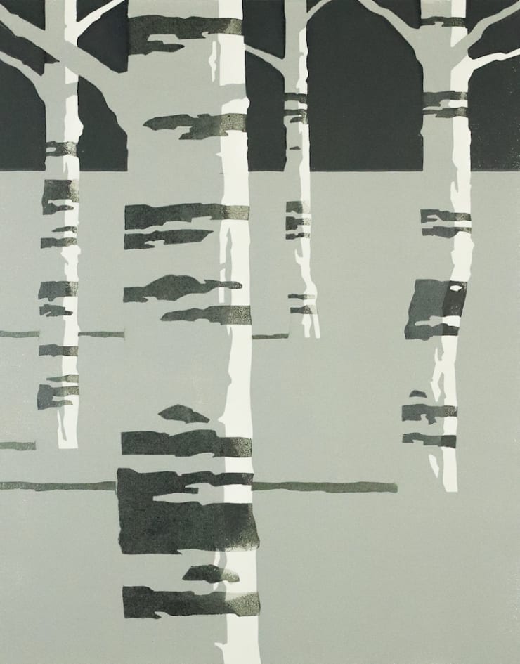 Paul Catherall, Silver Birch on Grey II, 2025