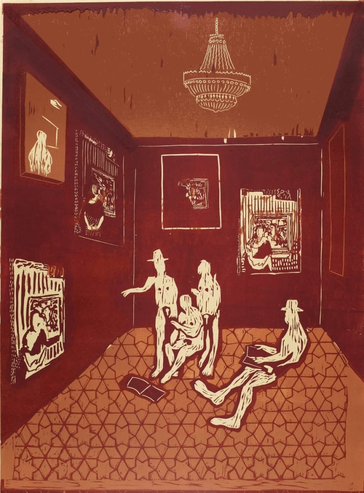 Summer Auction 2021, LOT 69: Jake Garfield - Four Men in the Museum, 2021