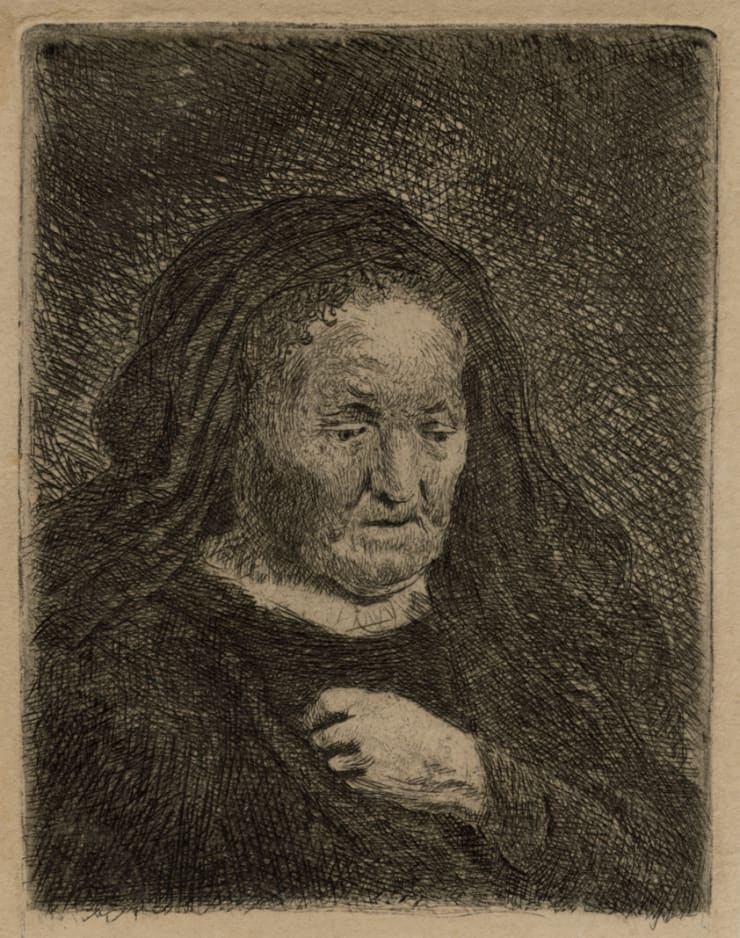 Rembrandt Van Rijn Rembrandt's Mother with Hands on Chest, 1631