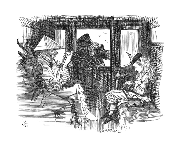 John Tenniel, The Guard was looking at her, first through a telescope then through a microscope, and then through an opera-glass
