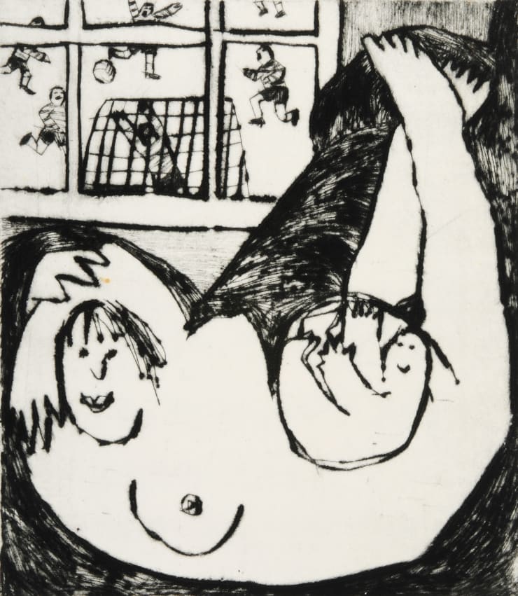 Anita Klein, Pregnant Lady with Football Match, 1985