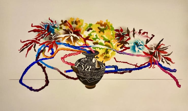 Sophie Layton Hydrangea, Acer with Neapolitan Pot II, 2021