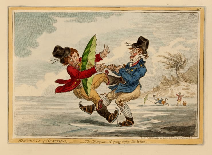 James Gillray Elements of Skateing - The consequence of going before the Wind, 1805
