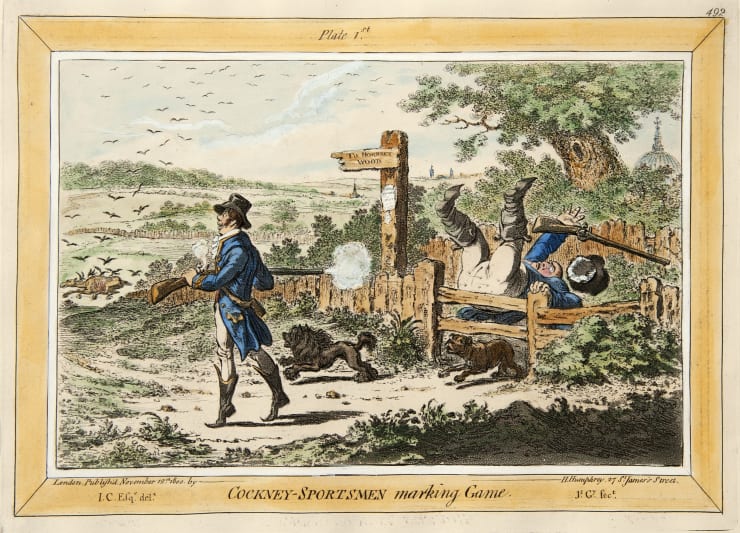 James Gillray Cockney-Sportsman marking Game, 1800
