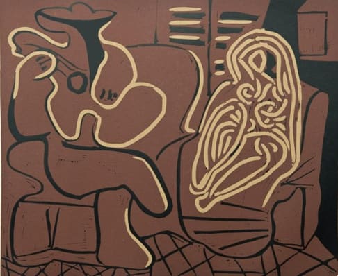 Pablo Picasso Guitar Player and Seated Woman, 1962