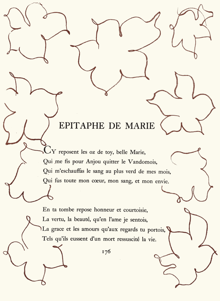 Henri Matisse, Plate 176. Florilège des Amours de Ronsard , 1948