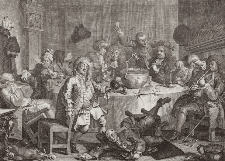 William Hogarth A Midnight Modern Conversation, 1732