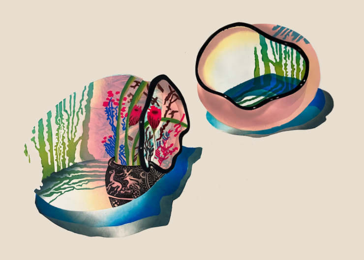 Sophie Layton Sogetsu Arrangement with Roman Pot, 2021 Unframed price: £1,900 Framed price: £2,300