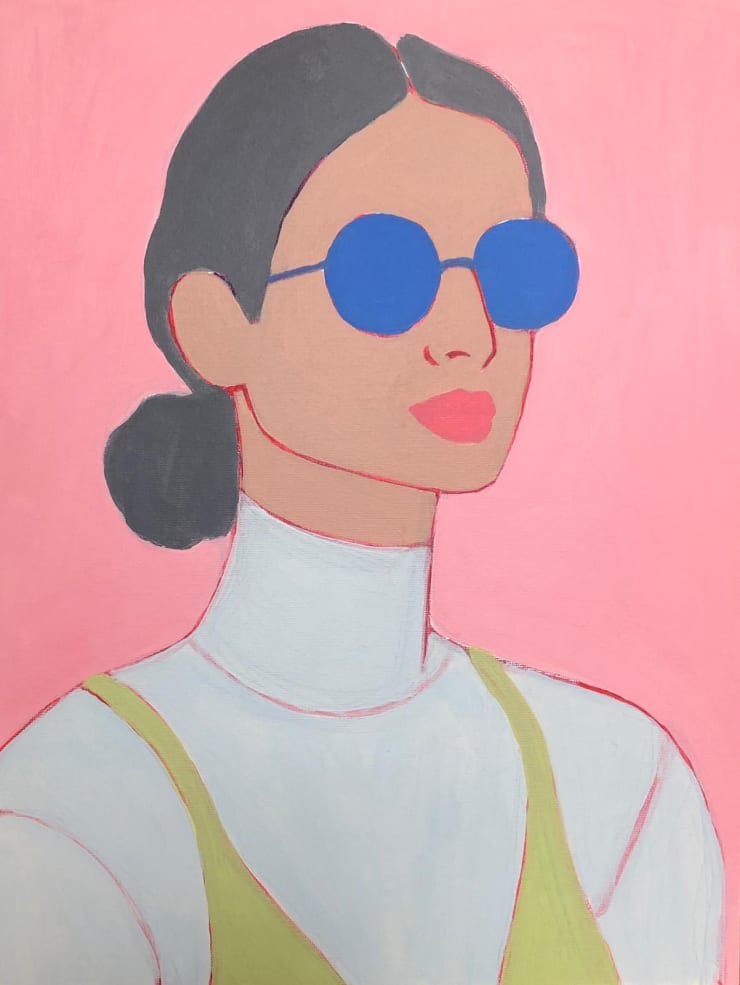 Susie Stone, White, Lime & Blue, 2020