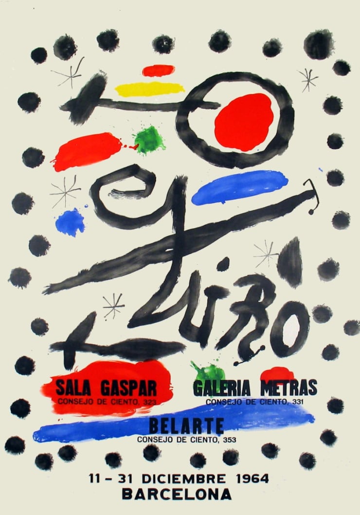 Joan Miró Sala Gaspar, Galeria Metras, Belarte Exhibition Poster, 1964