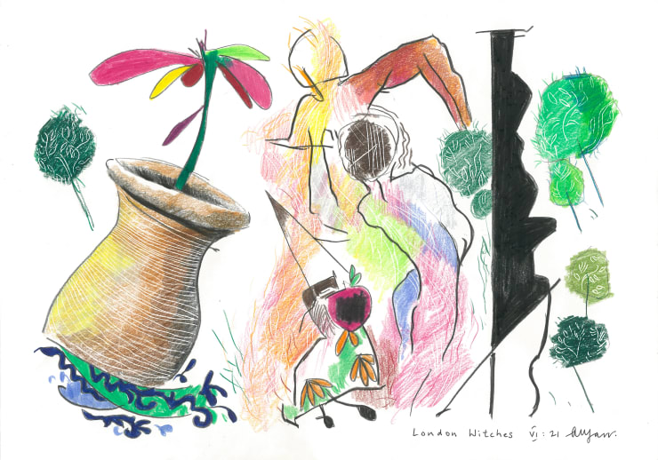Andrew Marr London Witches VI:21, 2021 Coloured pencil
