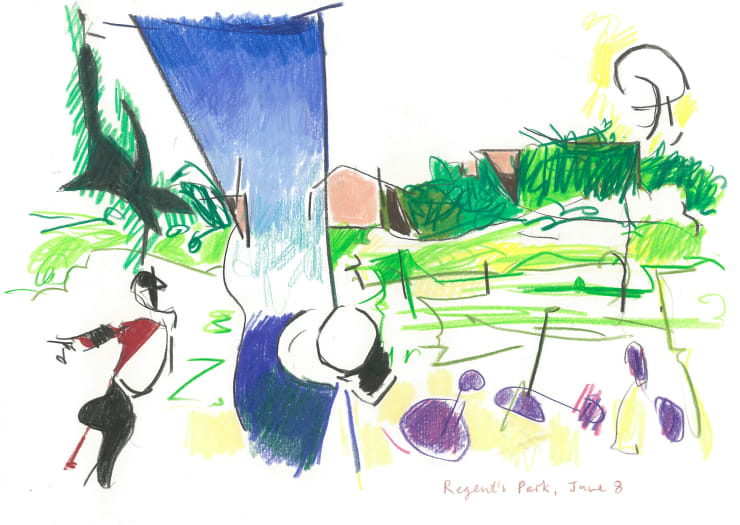 Andrew Marr Regent's Park June 8, 2021 Coloured pencil
