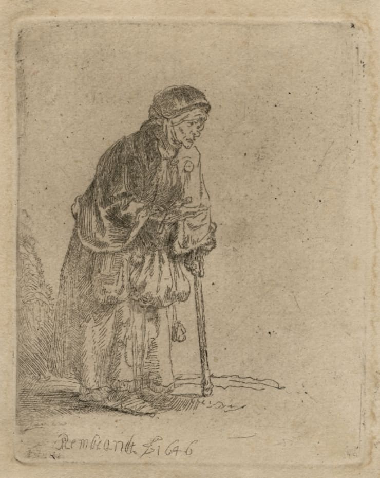 Rembrandt Van Rijn Beggar Woman Leaning on a Stick, 1646