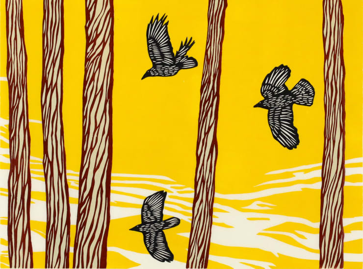 Christmas Secret Bid Auction 2024 LOT 109: Paul Hogg - Three Crows (Yellow Sky), 2016 SOLD