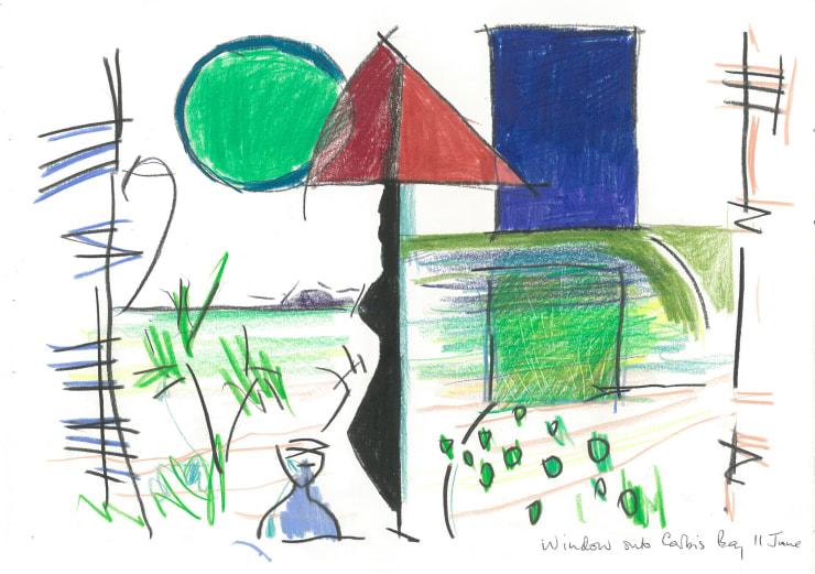 Andrew Marr Window onto Carbis Bay 11 June , 2021 Coloured pencil