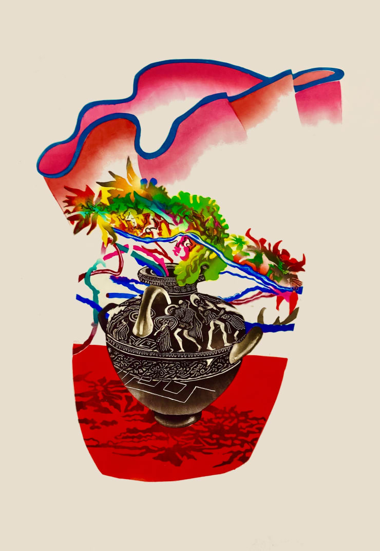 Sophie Layton Sogetsu Arrangement on Flared Vase with Roman Pot - Graphic, 2021