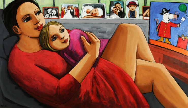 Anita Klein Studio Sale, Watching Maisy with Lo, 2020