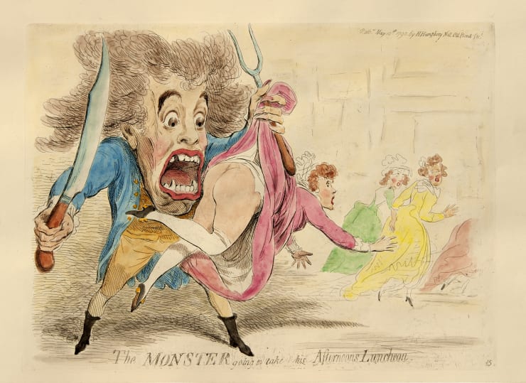James Gillray The Monster going to take his Afternoon's Luncheon, 1790