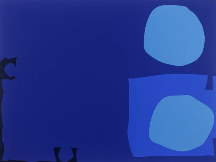 Patrick Heron Four Blues, Two Discs, 1970 Framed