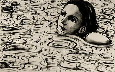Anita Klein Rain on the Lake (Black and White), 2020