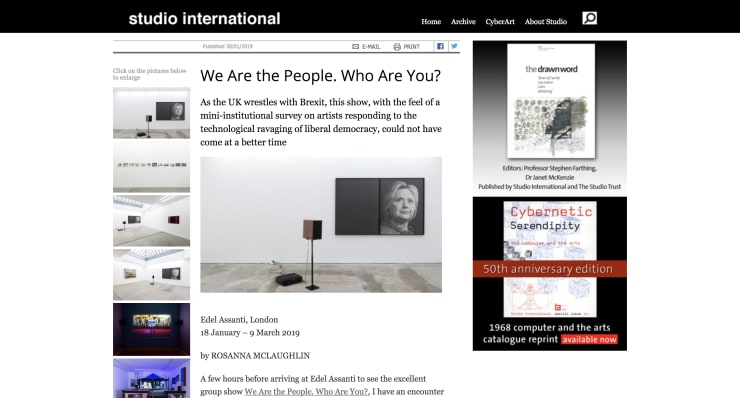 'We are the people. Who are you' in Studio International
