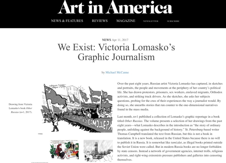 Victoria Lomasko in Art in America