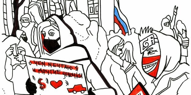 Dangerous Protest: Drawing from Lomasko's book 'The Last Soviet Artist'.