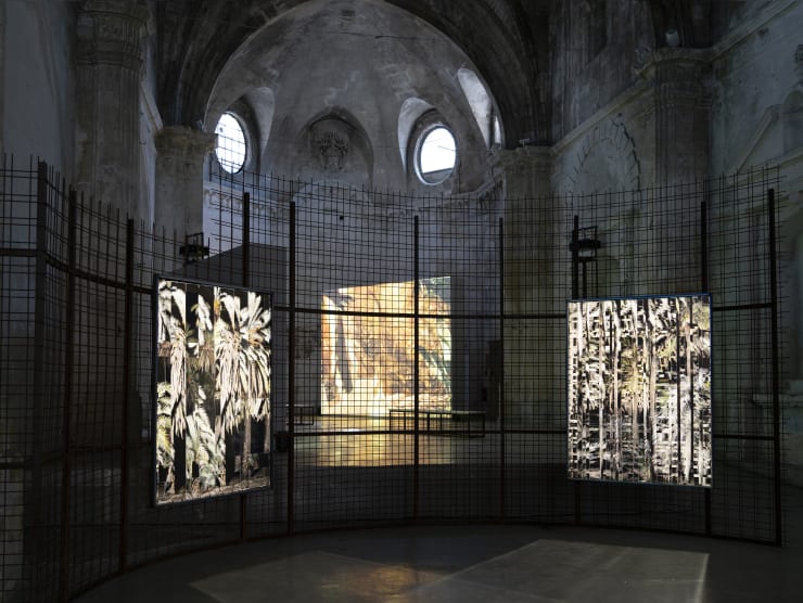 Noémie Goudal: Phoenix, installation view, Église des Trinitaires, Arles, France, 2022.