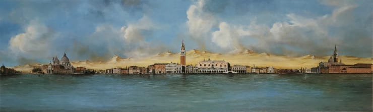 A Grand Venice Vista Oil on Panel 24 x 60 in 61 x 152.4 cm