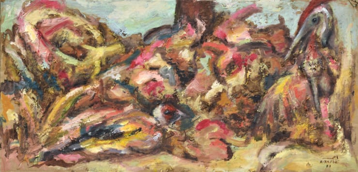 Ahmad Kasha Untitled, 2023 Mixed media and oil on cardboard 52 x 25 cm