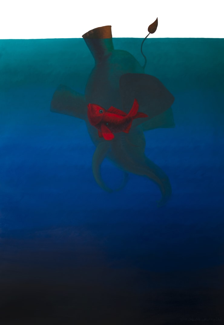 Majd Kurdieh Untitled (I've drowned, but my heart lives), 2018 Oil on canvas 200 x 130 cm 78 3/4 x 51 1/4 in