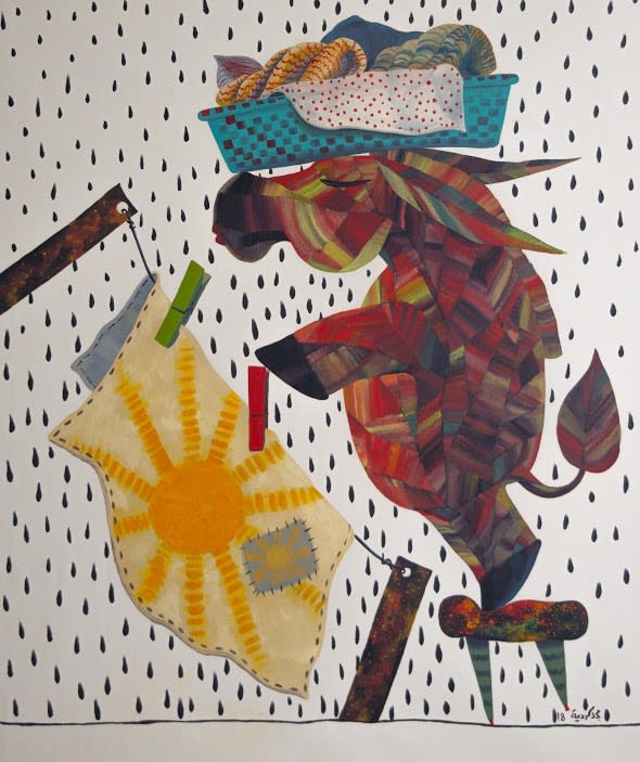 Majd Kurdieh Putting the Sun to Dry, 2018 Oil on canvas 125 x 100 cm 49 1/4 x 39 1/4 in