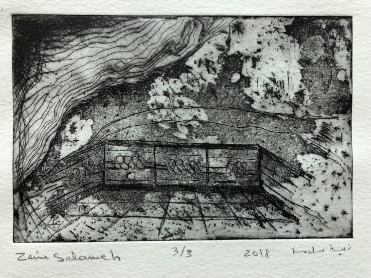 Zeina Salameh The Little Balcony of Our Room, 2018 Etching, aquatint, and dry point on paper 10 x 15 cm 4 x 6 in